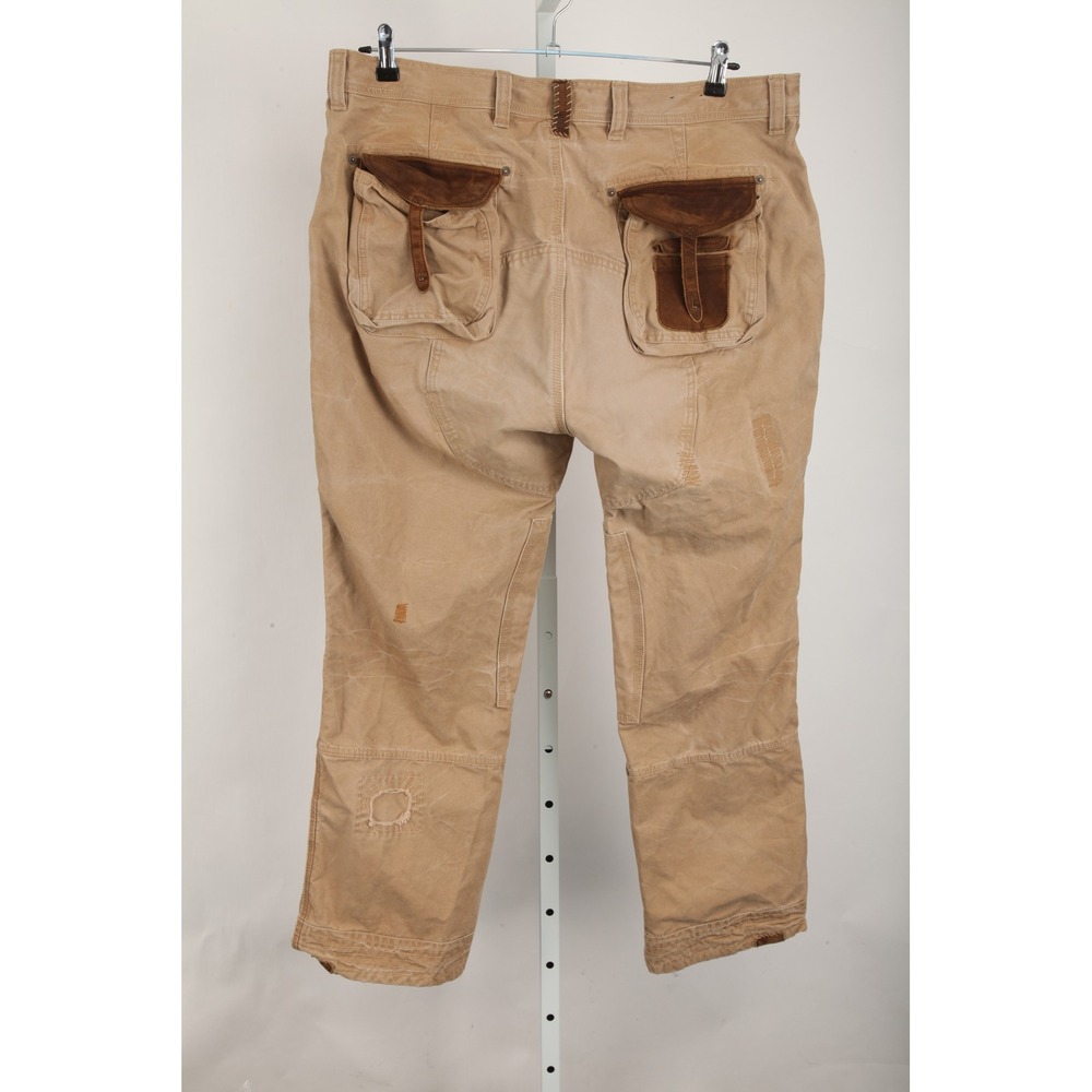 Polo Ralph Lauren Mens 40/30 Distressed Canvas California Miner Pants Leather - Picture 4 of 16